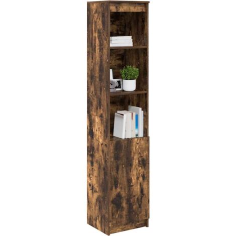 Buffet haut chêne fumé 37,5x35x180 cm bois d'ingénierie vidaXL