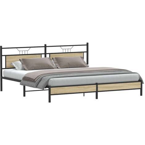 Cadre de lit en métal sans matelas chêne sonoma 200x200 cm vidaXL (1/5)