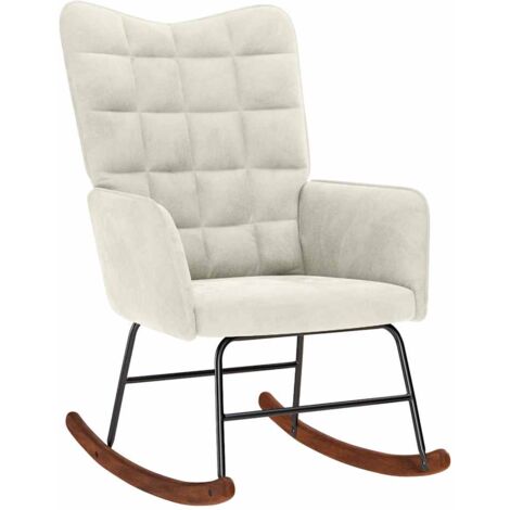 vidaXL Chaise à bascule Crème Velours