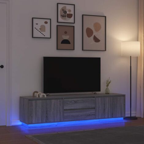 Meuble TV avec lumières LED sonoma gris 193,5x41x50 cm vidaXL
