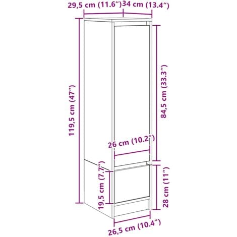 Buffet haut sonoma gris 29,5x34x119,5 cm bois d'ingénierie vidaXL