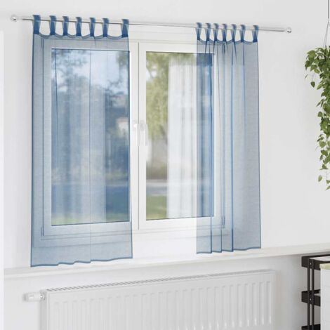 Rideaux en voile avec boucles 2 pcs bleu royal 140x140 cm vidaXL