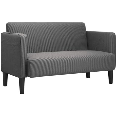Vidaxl – Canapé causeuse convertible gris foncé 109 cm – Tissu velours côtelé – Mousse et ressorts pour confort – Dimensions 124x68x74,5 cm (1/5)