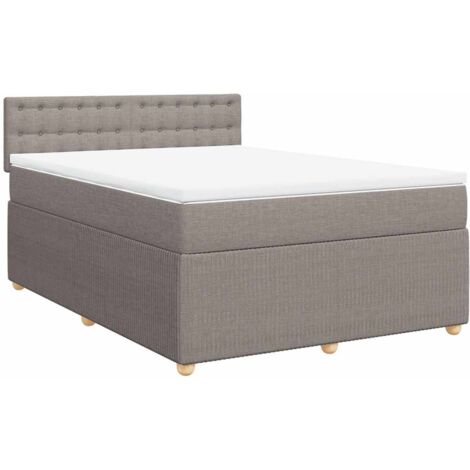 Sommier à lattes de lit avec matelas Taupe 140x200 cm Tissu vidaXL (1/5)