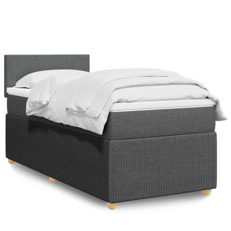 Sommier à lattes de lit avec matelas Gris foncé 100x200cm Tissu vidaXL (1/5)