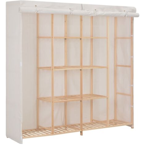 Vidaxl – Garde-robe en tissu blanc 173x40x170 cm – Cadre en sapin massif – Housse protectrice contre la poussière – Rangement élégant