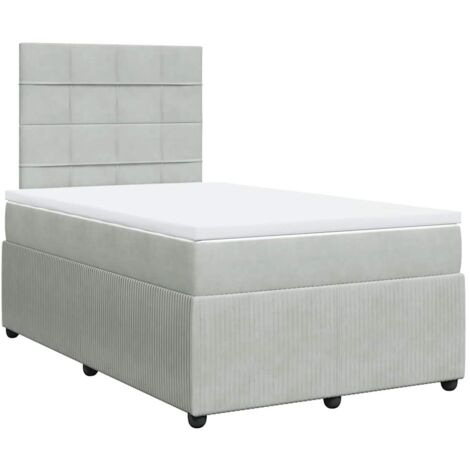 Sommier à lattes de lit et matelas Gris clair 120x200cm Velours vidaXL