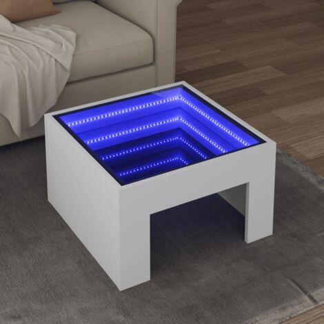 vidaXL Table basse avec LED infini blanc 50x50x30 cm (1/7)