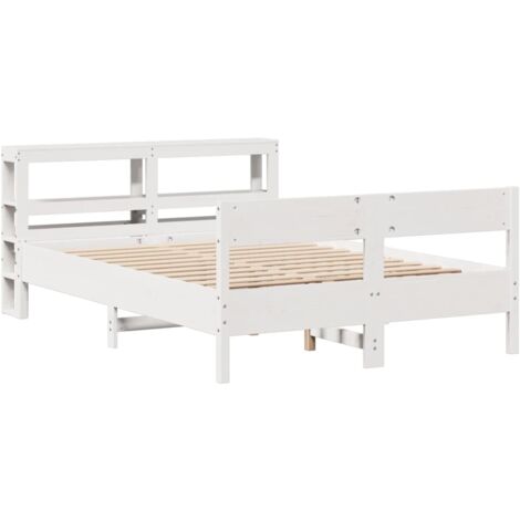 Cadre de lit sans matelas blanc 135x190 cm bois de pin massif vidaXL (1/5)