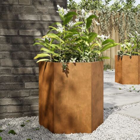 Jardinières 2 pcs hexagone 46x40x45 cm acier patinable vidaXL