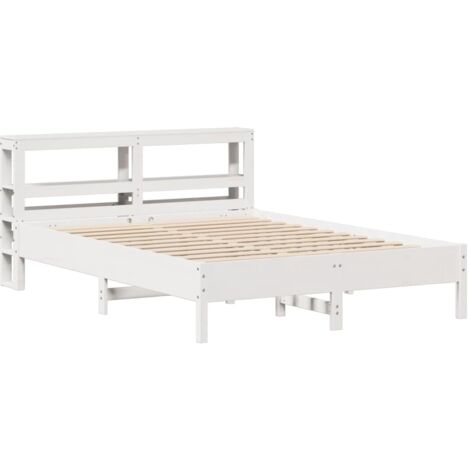 Cadre de lit sans matelas blanc 135x190 cm bois de pin massif vidaXL (1/5)