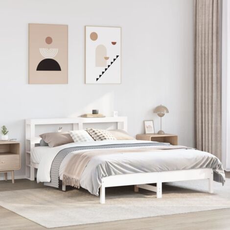 Cadre de lit sans matelas blanc 160x200 cm bois de pin massif vidaXL (1/5)