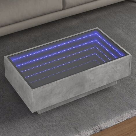 Table basse avec LED gris béton 90x50x30 cm bois d'ingénierie vidaXL