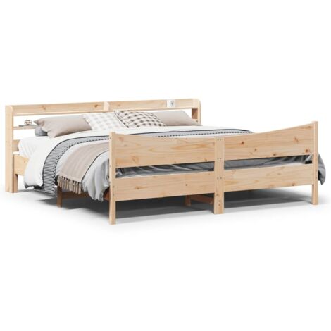 Cadre de lit avec tête de lit 200x200 cm Bois de pin massif vidaXL (1/5)