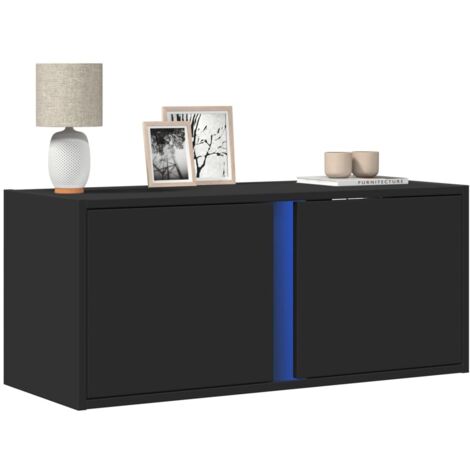 Meuble TV mural avec lumières LED noir 80x31x35 cm vidaXL (1/5)