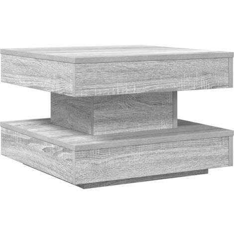 Table basse rotative à 360 degrés sonoma gris 50x50x34,5 cm vidaXL