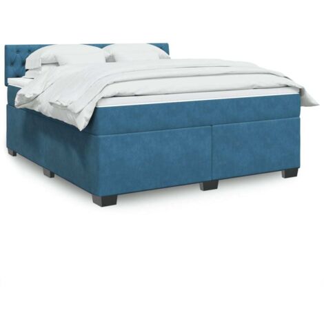 vidaXL Sommier à lattes de lit et matelas bleu 180x200 cm velours