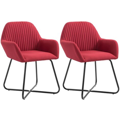 Chaises à manger lot de 2 rouge bordeaux tissu vidaXL (1/5)