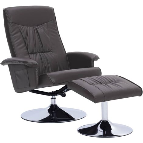 vidaXL Fauteuil Inclinable avec Repose pied Similicuir Gris vidaXL Fauteuil Inclinable avec Repose pied Similicuir Gris