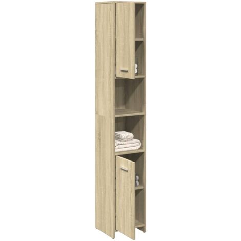 Vidaxl – Armoire murale de salle de bain chêne sonoma 30x30x183,5 cm – Bois d'ingénierie résistant à l'humidité – Montage à gauche ou droite