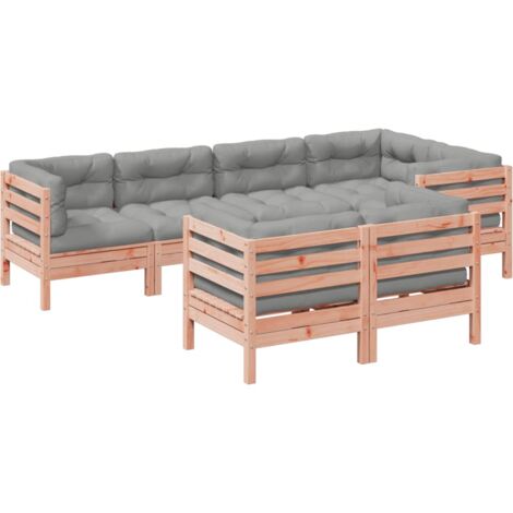 Salon de jardin 7 pcs et coussins bois massif sapin de douglas vidaXL (1/5)