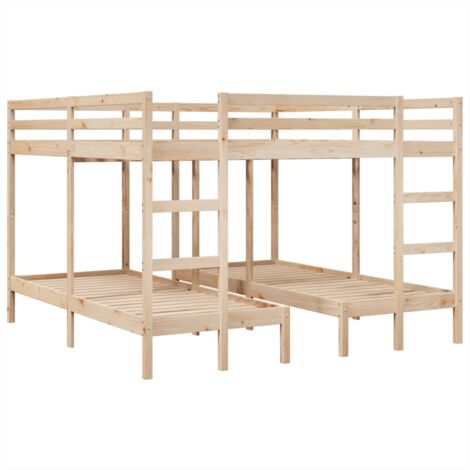 Vidaxl – Lit superposé triple 200x200/80x200 cm en bois de pin massif – Avec sommiers à lattes – Capacité de charge 140 kg pour lit double