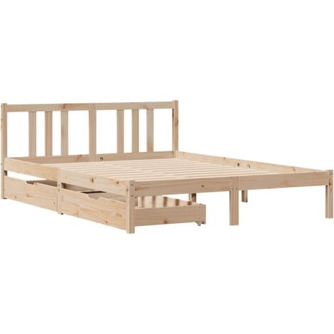 Cadre de lit sans matelas 135x190 cm bois de pin massif vidaXL (1/5)