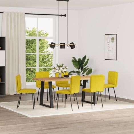 Chaises à manger lot de 6 jaune velours vidaXL (1/5)
