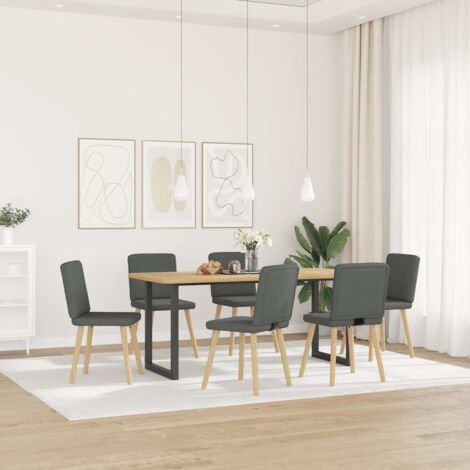 Chaises à manger lot de 6 gris foncé tissu vidaXL (1/5)