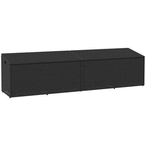 Vidaxl – Coffre de jardin noir 220x50x58 cm – Résine tressée résistante aux UV – Avec sacs amovibles – Pour rangement extérieur sécurisé