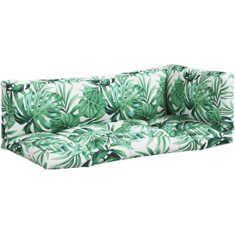 Coussins de palette lot de 3 motif de feuilles tissu vidaXL (1/5)