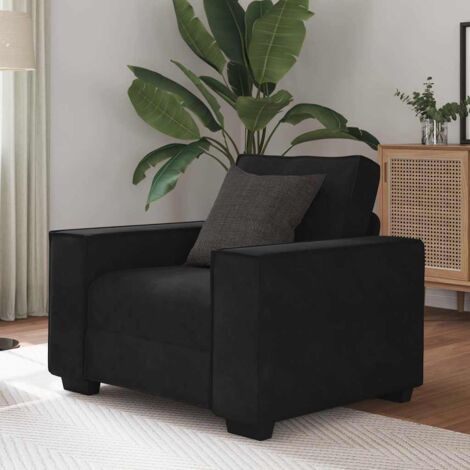 Vidaxl – Fauteuil noir 60 cm en velours – Structure en métal et bois solide – Confort optimal pour salon ou bureau – Dimensions 99x78x84 cm