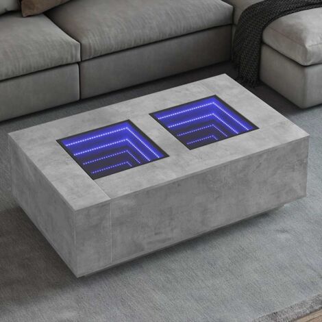 Table basse avec LED infini gris béton 116x69x40 cm vidaXL