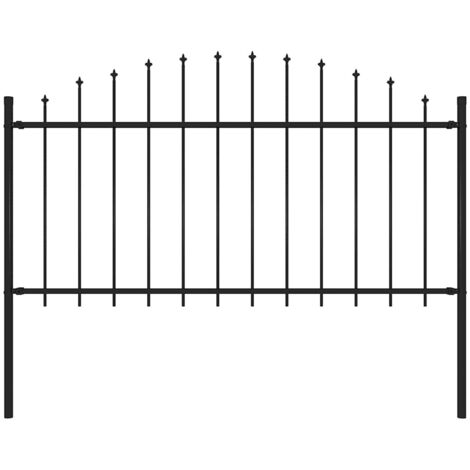 Vidaxl – Clôture de jardin en acier noir 170 x 150 cm – Panneau avec pointe de lance – Accessoires de montage inclus – Pour périmètre sécurisé (1/4)