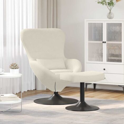 Chaise Œuf avec Pouf Crème 63 x 73 x 90 cm Velours vidaXL