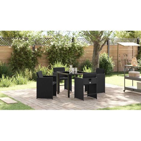 vidaXL Ensemble de salle à manger pour jardin 5 pcs Noir polyrotin (1/5)