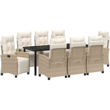 Ensemble de salle à manger pour jardin 9 pcs Beige polyrotin vidaXL (1/5)