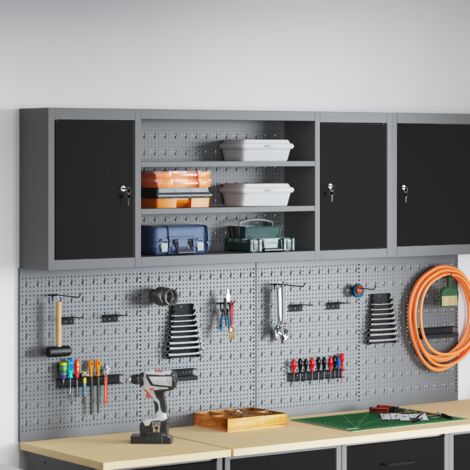 vidaXL Armoire à outils avec étagère Noir et gris 150 x 20 x 55 cm
