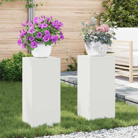 Support de Plante 2 pcs Blanc 24 x 24 x 55 cm Acier vidaXL (1/5)