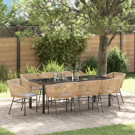 Ensemble de salle à manger pour jardin 9 pcs Marron vidaXL