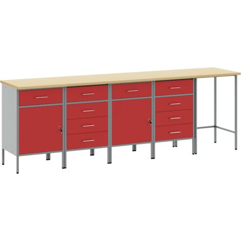 Placard de travail avec tiroir 5 pcs Rouge 255 x 55 x 85 cm vidaXL