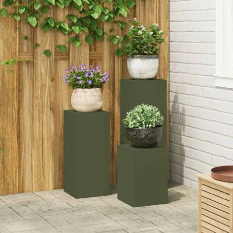 Support de Plante 3 pcs Vert olive Acier vidaXL