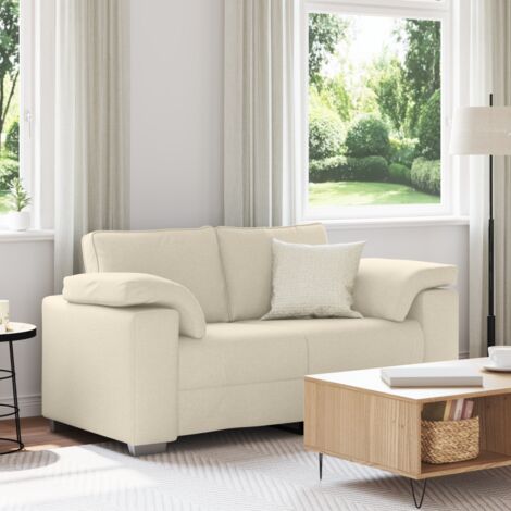 Vidaxl – Canapé droit 2 places beige 160 cm – Tissu en lin respirant – Large accoudoirs – Construction durable en métal et contreplaqué (1/5)