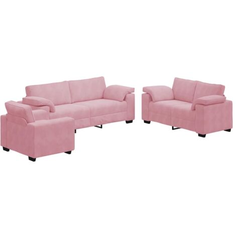 Ensemble de canapés 3 pcs avec coussins Rose Velours vidaXL (1/5)
