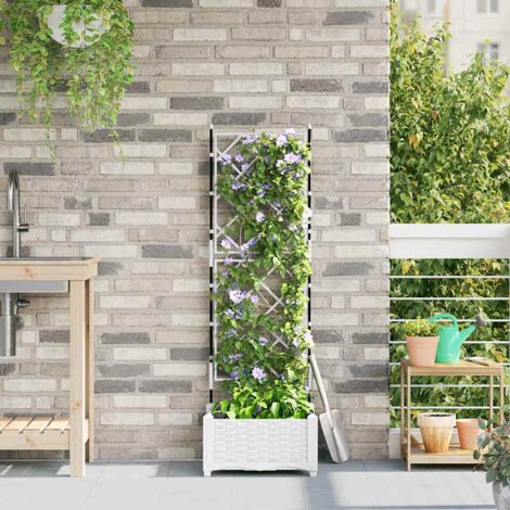 Cache-pot de jardin Blanc 40 x 40 x 125,5 cm Plastique vidaXL (1/5)