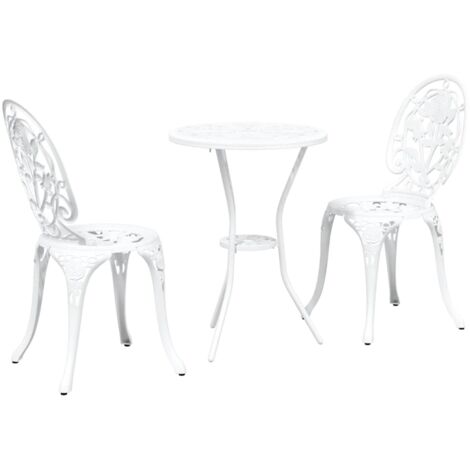 Ensemble bistro de jardin 3 pcs Blanc Aluminium vidaXL (1/5)