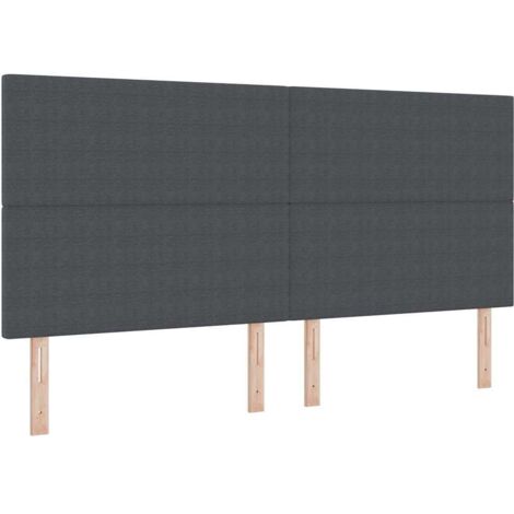 Tête de lit avec tête de lit Gris foncé 200 cm Tissu côtelé vidaXL