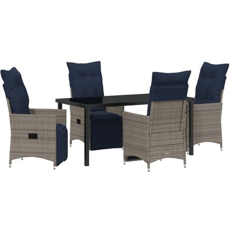 Ensemble table et chaises avec coussin 5 pcs Gris Rotin PE vidaXL (1/5)