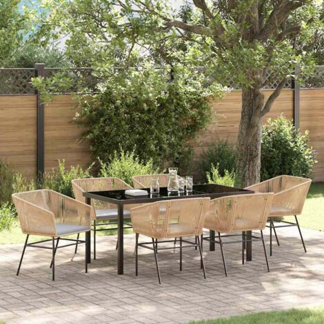 Ensemble de salle à manger pour jardin 7 pcs Marron vidaXL