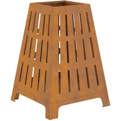 Vidaxl – Brasero en acier weathering 50 x 50 x 70 cm – Foyer industriel pour extérieur – Ventilation ouverte pour chaleur optimale (1/5)